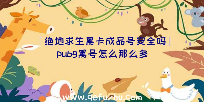 「绝地求生黑卡成品号安全吗」|pubg黑号怎么那么多